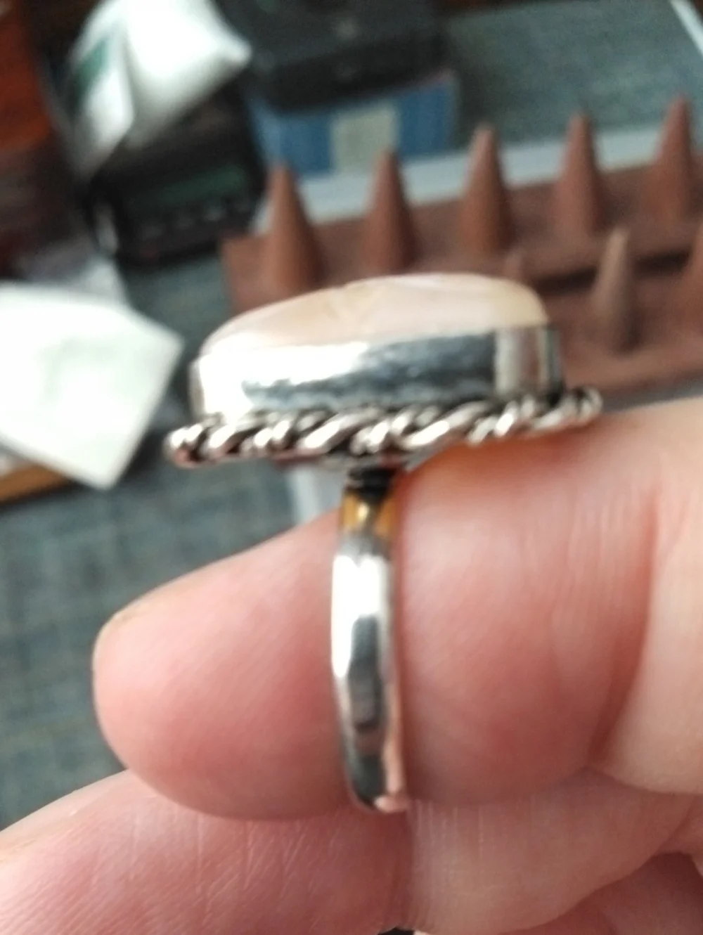 Hand-Carved Cream Floral Statement Ring